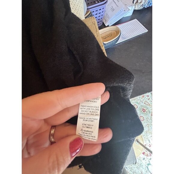 Naif Petite PM Tie Cardigan Sweater Knit Blak Detailed Trim Corporate Witchy - Picture 7 of 7